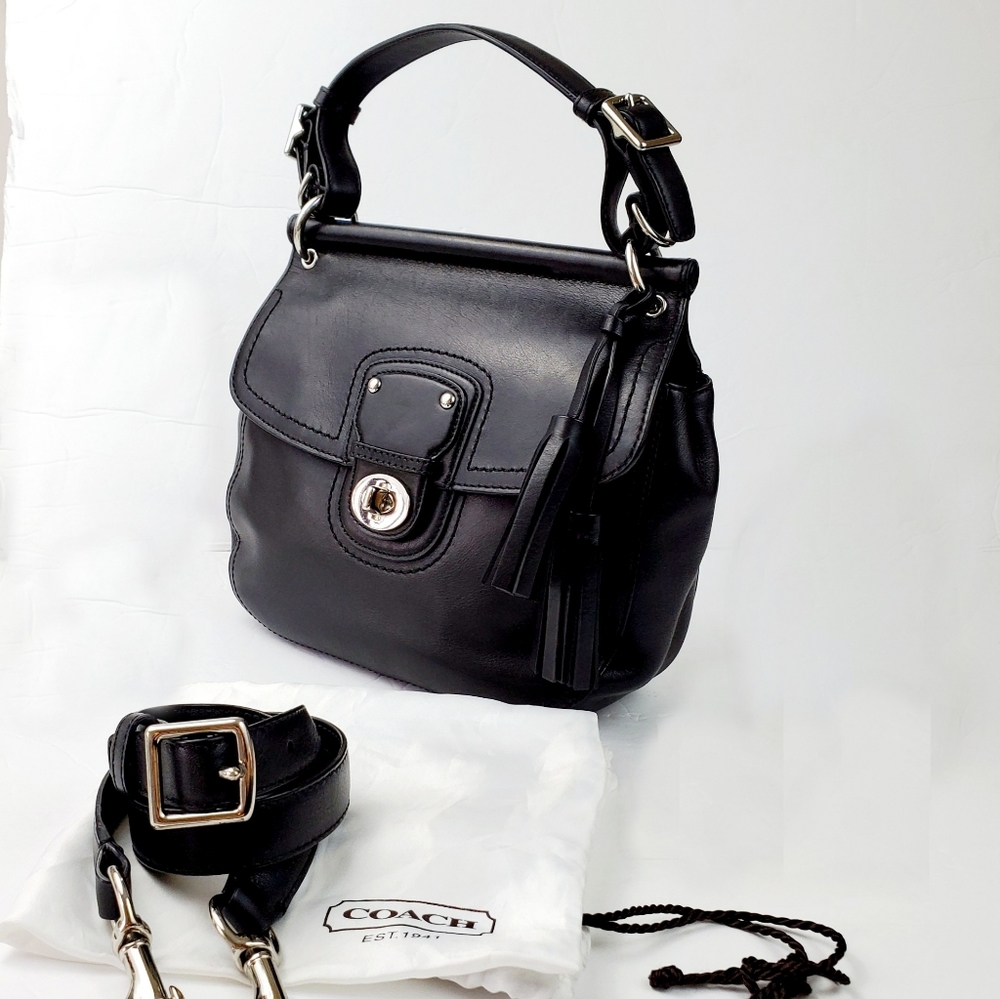COACH Sleek Black Willis Legacy Crossbody Satchel